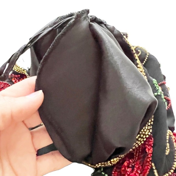 Scala Vtg Short Sleeve Chili Peppers Silk Sequined Beaded Blouse Evening Top, M - Picture 5 of 11